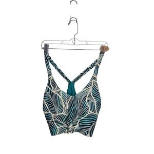 Next by Athena Womens Teal Tropical Leaf Racerback Bikini Top NE49174 Large